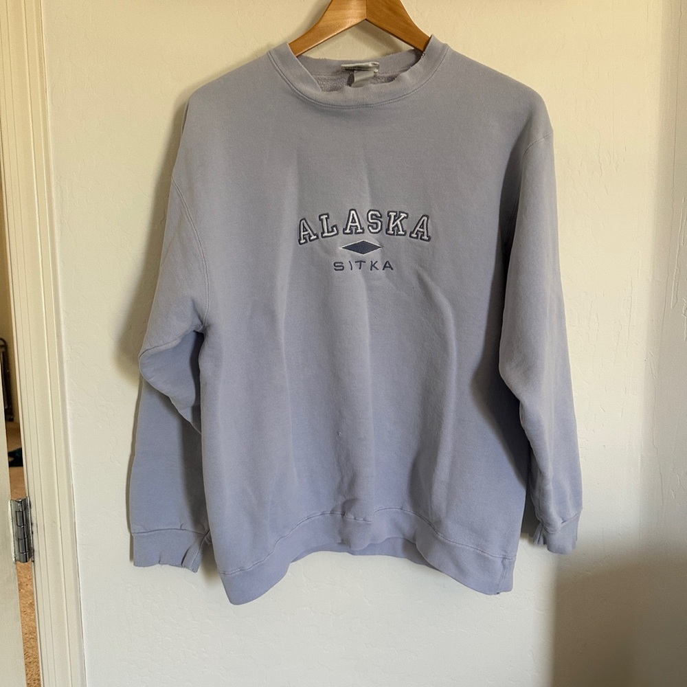Alaska Light Gray Crewneck Sweatshirt VINTAGE